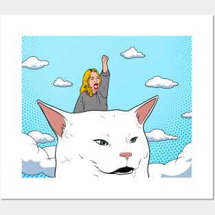 Neverending Meme Woman Yelling at Cat Dinner Table Salad Posters and Art